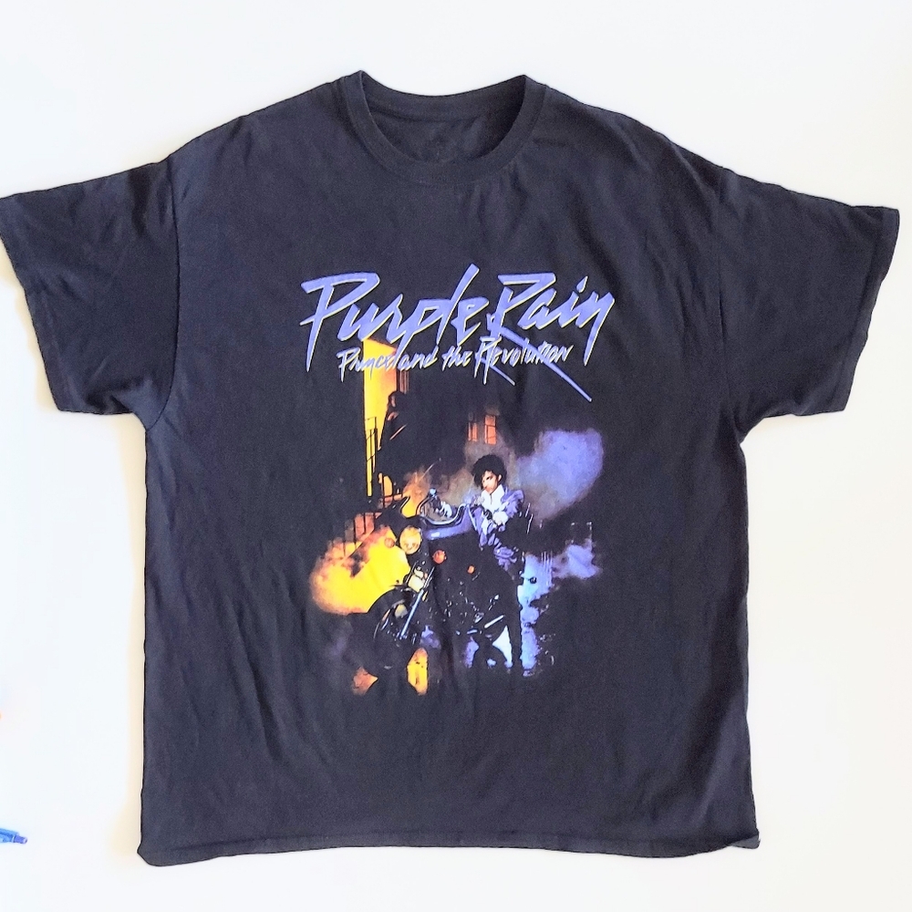 Prince Revolution Purple Rain Motorcycle Album Cover Black T Shirt Size XL